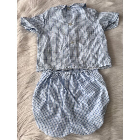VTG Mothercare Blue & White Checked 2-Piece Baby Outfit Size 24 Mos Scottie Dogs - Picture 9 of 14